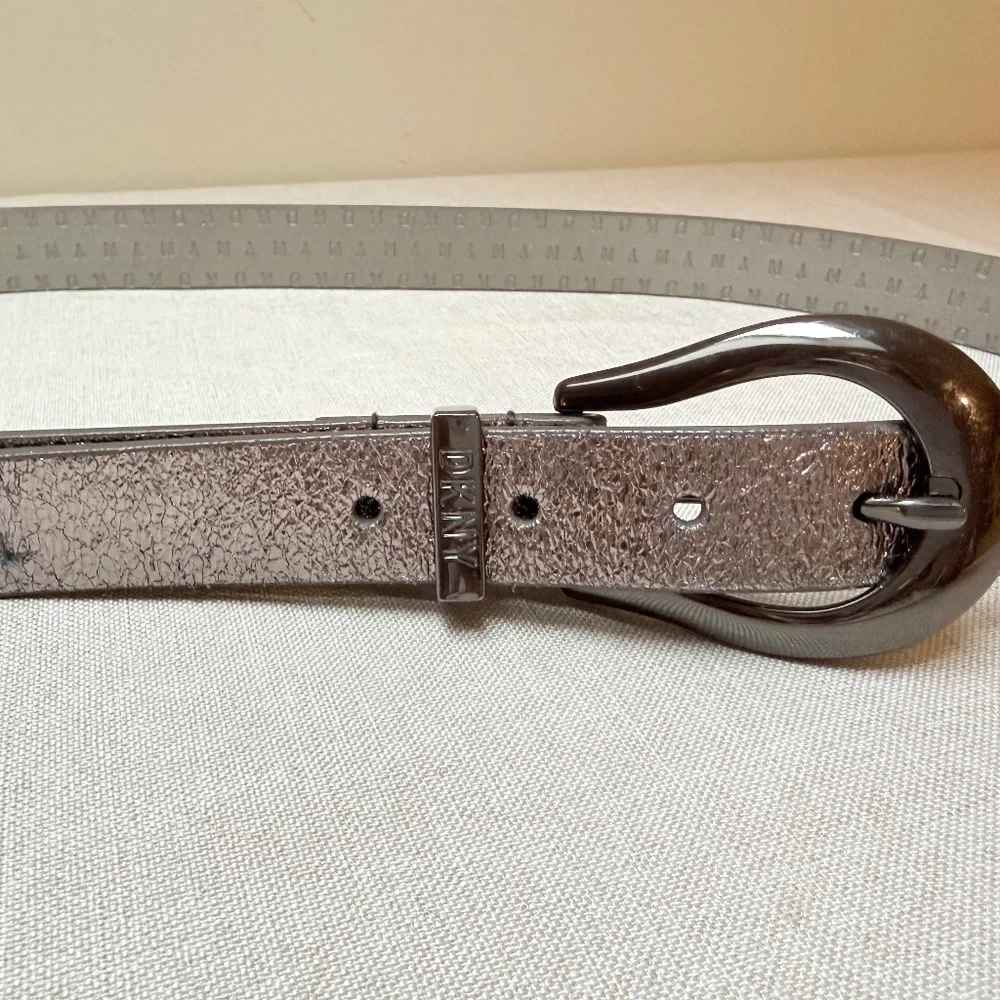DKNY Donna Karan Metallic Tipped Belt Silver L